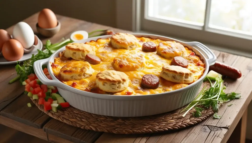 breakfast casserole with biscuits