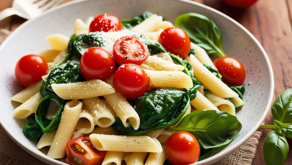 quick spinach tomato pasta recipe