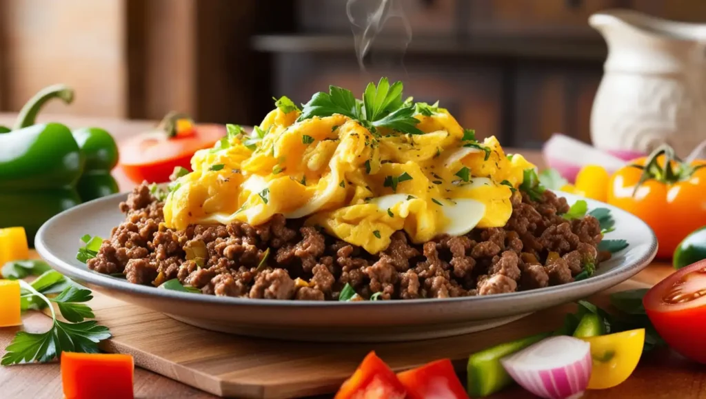 ground beef and eggs
