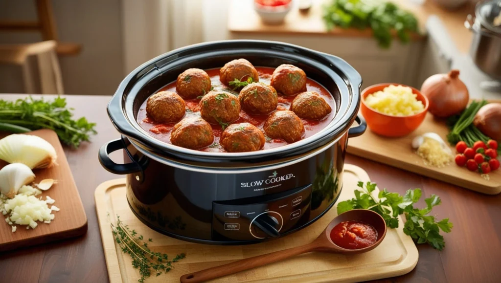 frozen meatballs in the crockpot