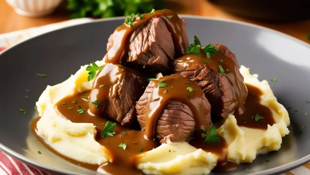 crockpot beef tips and gravy