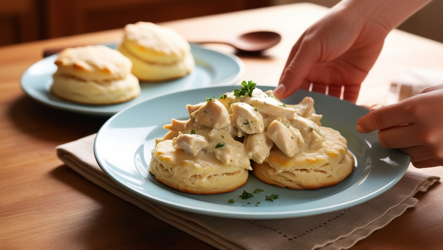 creamed chicken over biscuits