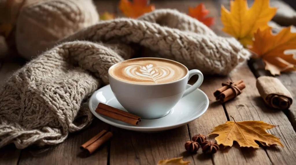 Maple Cinnamon Latte in a cozy mug with cinnamon sprinkles