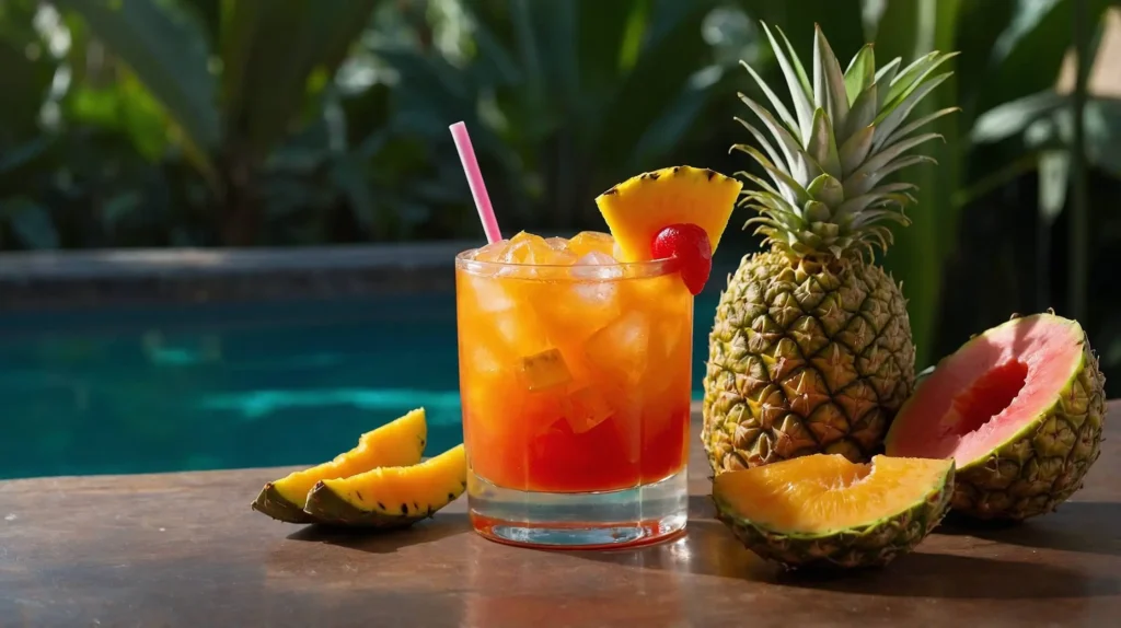 Refreshing Tropical Fruit Punch in a Glass