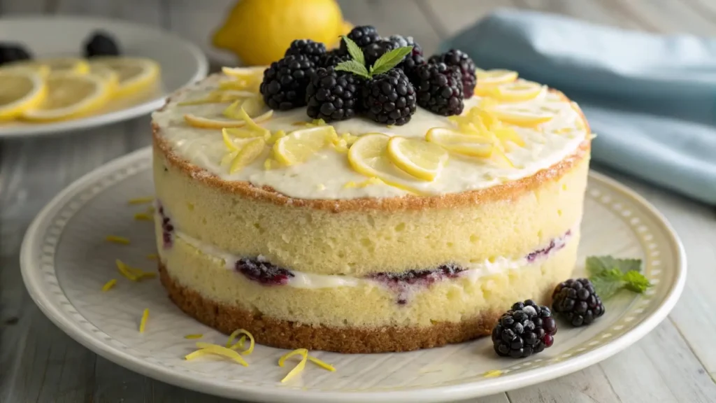 Lemon Blackberry Cake with Fresh Berries