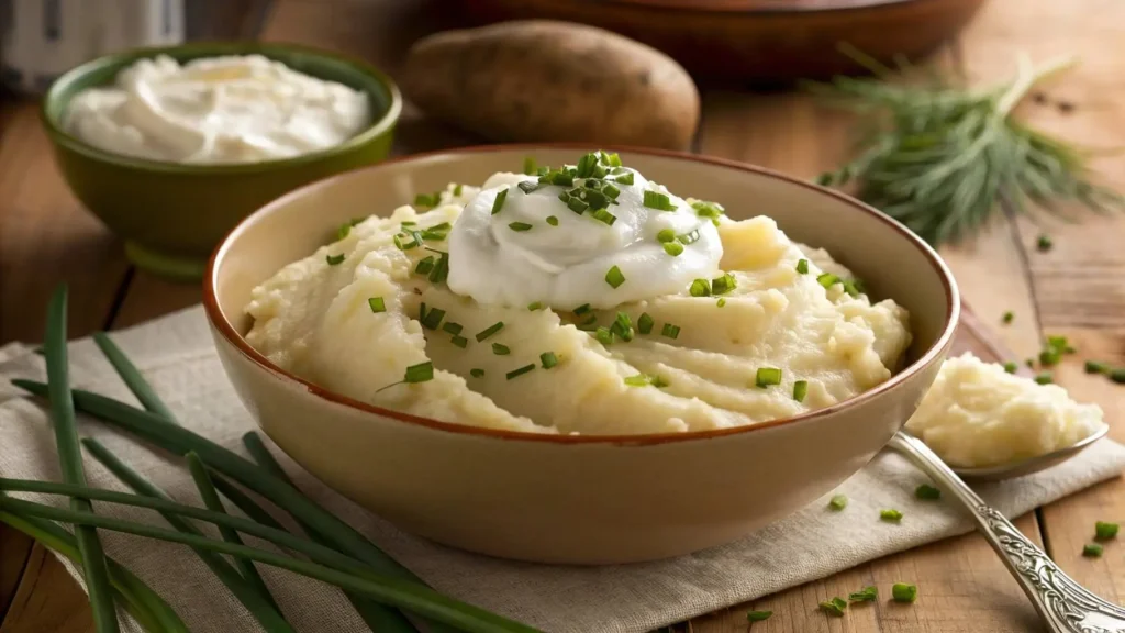 Creamy Sour Cream and Chive Mashed Potatoes