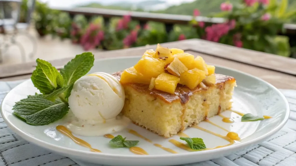 delicious pineapple cake With Ice Cream or Whipped Cream