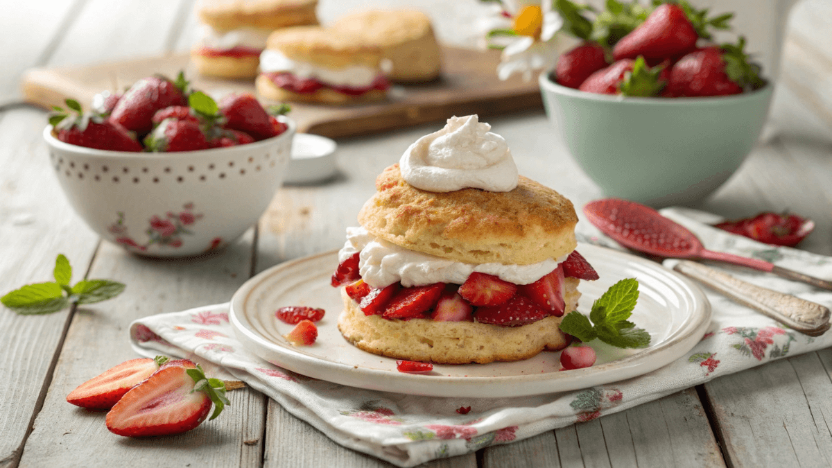 Classic Strawberry Shortcake with Fresh Berries and Whipped Cream