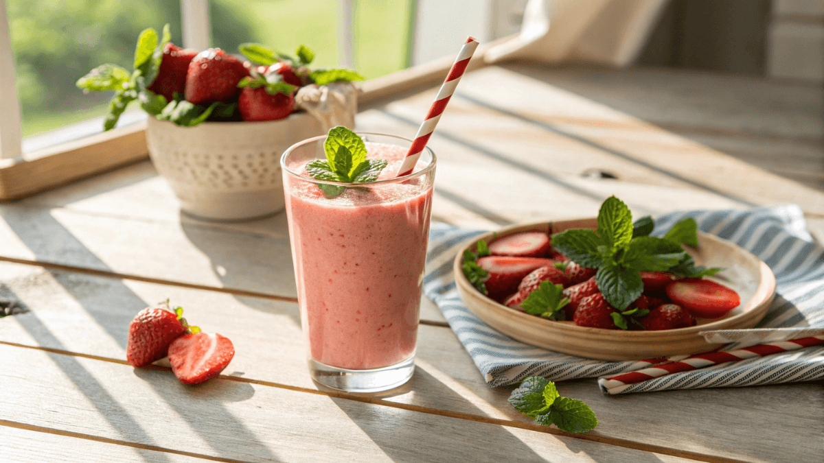 Fresh Strawberry Smoothie in a Glass